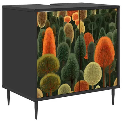 Image de vidaXL Armoire de salle de bain ZAANDAM, noire, imitation chêne, 60 x 40 x 61 cm