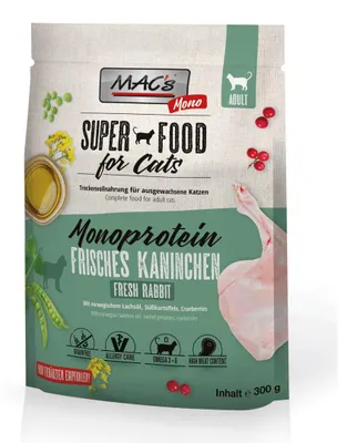 Produktbild von MAC's Katzen Trocken - Mono Kaninchen, Adult, jede Rasse, Kaninchen, 300 g, Getreidefrei