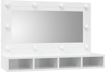 Produktbild von vidaXL Spiegelschrank mit LED Hochglanz-Weiß 90x31,5x62 cm