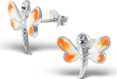 Produktbild von Ohrstecker Silber Ohrringe „Libelle“ orange