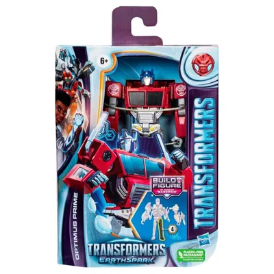 A product package for a Transformers EarthSpark Optimus Prime toy.