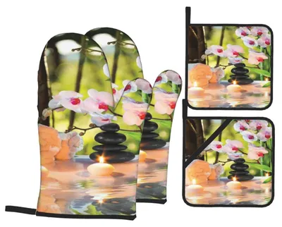 Productafbeelding van Antislip BBQ-Handschoenen en Ovenwanten Set van 4