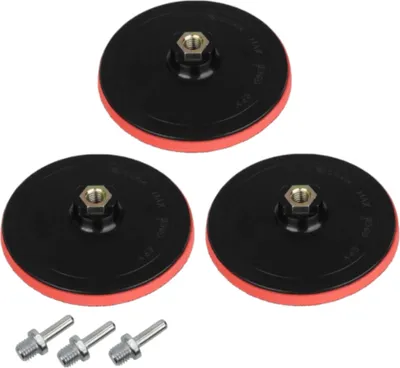 Produktbild von 3x Trade-Shop Klett Haftteller / Schleifteller / Stützteller / Polierteller inkl. M14 Spanndorn Adapter für Winkelschleifer Poliermaschinen / Ø 100mm