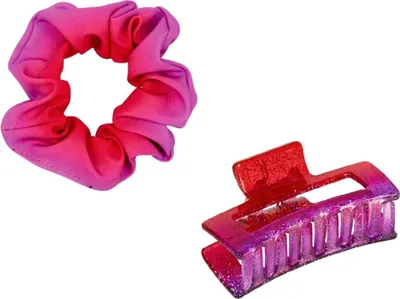 Produktbild von CS Haargummi Scrunchie & Haarklammer - I LOVE HORSES  rot pink