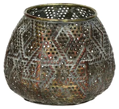 Zdjęcie produktu dla Metalowa lampka Pomax Fabian, brązowa, średnica 10,5 cm, wysokość 8,5 cm
