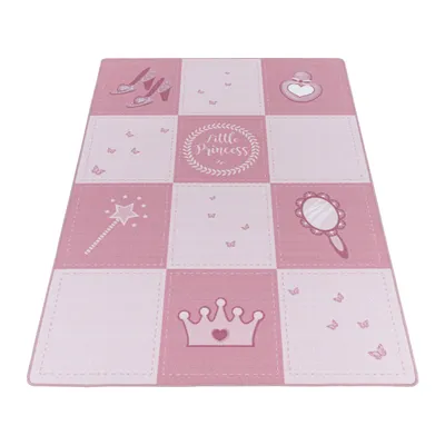Obrázok produktu pre Play Malá Princezná protišmykový hrací koberec slučkový vlas obdĺžnik 160x230cm ružová