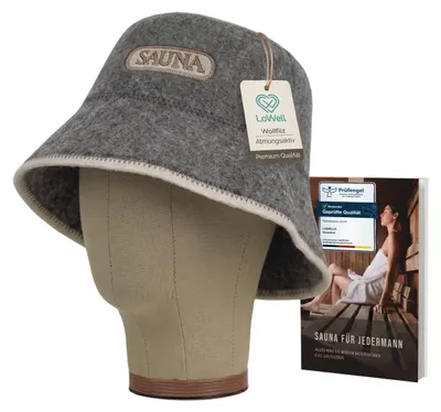 Produktbild von LoWell Saunahut aus Filz – Motiv Aufschrift „Sauna“ – für Damen und Herren