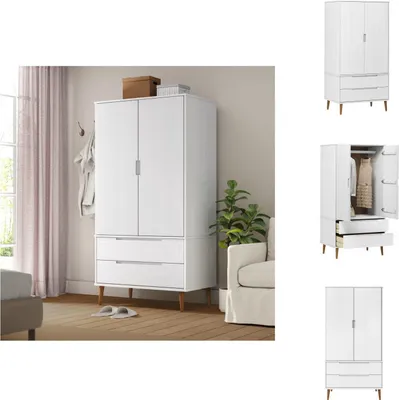 Obrázok produktu pre vidaXL Šatníková skriňa MOLDE biela 90x55x175 cm z masívneho borovicového dreva - Šatníky