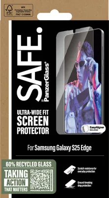 Produktbild von PanzerGlass SAFE. by ® Displayschutz Samsung S25 Edge | Ultra-Wide Fit, Samsung, Samsung - Galaxy S25 Edge 5G, Trockene Anwendung, Kratzresistent, Schockresistent, Transparent, 1 Stück(e)