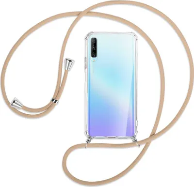 Produktbild von Handykette Backcover-Schutzhülle mit Band (Metall silberfarben) für Huawei P Smart Pro 2019 - beige