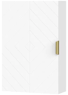 Produktbild von g Wandh?ngender Badezimmerschrank mit verzierter Tš¹r, goldenem Griff und verstellbaren Einlegeb?den, 40 x 15 x 60 cm, Wei?