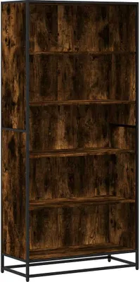 Image de Bibliothèque chêne fumé 80,5x35x170,5 cm bois d'ingénierie