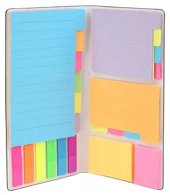 Produktbild von Kreatives Kunstleder Notizbuch - Transluzentes Notizbuch - Kleiner Notizblock - Büroset - Notizbuch mit Klebezetteln - Ideal für Büro und Schule