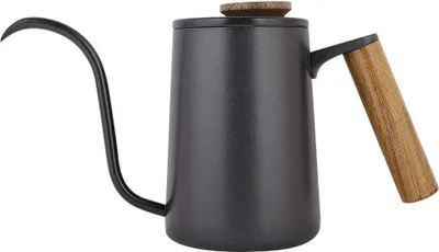 Produktbild von 600 ml Edelstahl Kaffeekanne mit langem Auslauf - Wiederverwendbare Verpackung - Schwarz