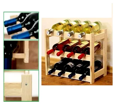 Produktbild von Weinregal für 12 Flaschen aus Kiefernholz in Naturfarbe