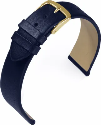 Produktbild von EULIT Uhrenarmband | Nappaleder, blau ohne Naht | Dornschließe S/G, Stegbreite:16mm, Schließe:Gelbgolden