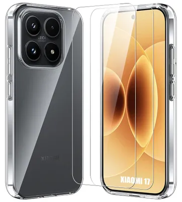 Image de Coque + 2 Verres Trempés pour Xiaomi 17, Protection Transparent Silicone Souple Anti-Rayures