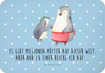 Produktbild von Mr. & Mrs. Panda magnet Pinguin mit Kind - Blau Pastell - Geschenk, Kühlschrankmagnet, Familie, Pinguine, zettelhalter, whiteboardmagnet, Muttertag, Dekomagnet, Mutter