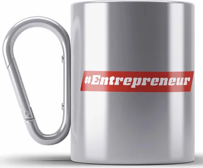 Produktbild von Trendation - Entrepreneur Edelstahl Tasse Karabiner Entrepreneurship Geschenk Spruch Motivation (Silber)