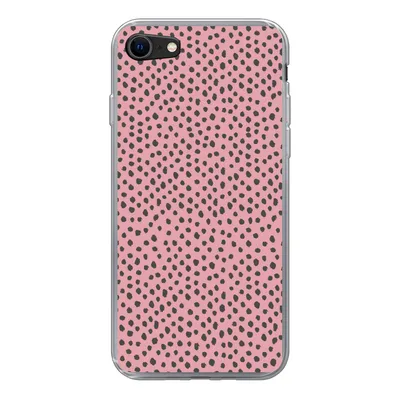 Produktbild von MuchoWow® Handyhülle Schutzhülle Hülle für iPhone SE 2022 Polka dots - Rosa - Schwarz Silikon Softcase Handy Hülle - Schutzhülle