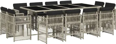 Produktbild von vidaXL 13-tlg. Garten-Essgruppe mit Kissen Hellgrau Poly Rattan