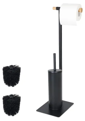 Toiletbutler 2-in-1, HxBxT: 67x18x21 cm, schwarz/natur