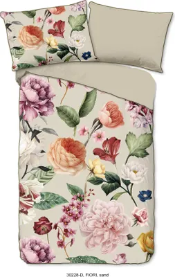 Produktbild von Descanso Bettwäsche mit einer biese und Blumen  - 140x200 cm  - 100% Bio Baumwolle