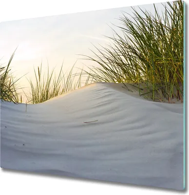 Produktbild von Glas Herdabdeckplatte 60x52 cm Spritzschutz Glasabdeckplatte Schneidebrett Küstendünen