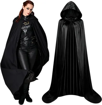 Produktbild von Vampirumhang mit Kapuze, schwarz, Einheitsgröße, für Halloween-Kostüme