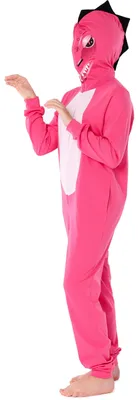 Produktbild von Ladeheid Mädchen Teenager Schlafoverall aus Baumwolle Tierkostüm Jumpsuit bunt Tiermotiv Verkleidung mit Kapuze LA40-233 (Dunkelrosa Dino, 170)
