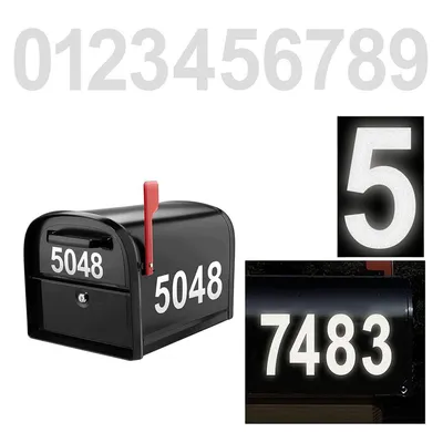 Produktbild von 2 Sätze Silber Reflektierende Klebezahlen 0–9 Hausnummer Zahlen Aufkleber für Briefkasten, Tür, 10 x 4,8 cm