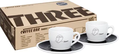 Image de KÖNITZ Lot de 2 tasses à café THREE Picasso avec soucoupes 140 ml dans un coffret cadeau