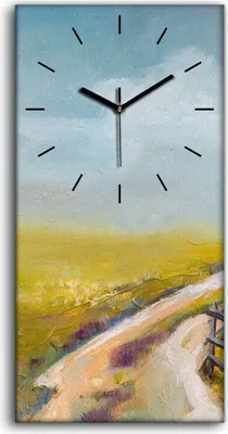 Produktbild von Wandbild Leinwand Bilder mit Uhr 30x60 Bild Wiesenstraße Feld Landschaften - schwarze Hände