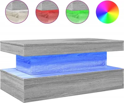 Produktbild von vidaXL Couchtisch mit LED-Leuchten Grau Sonoma 90x50x40 cm