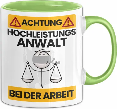 Produktbild von Anwalt Tasse Geschenk Lustiger Spruch Geschenkidee für Anwalt Achtung Hochleistungs Anwalt Bei Der Arbeit (Grün)