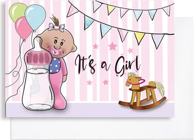 Produktbild von Karte zur Geburt | It's a Girl Mädchen inkl. Umschlag | Glückwunschkarte zur Geburt Baby | Geschenk für Neugeborenes | Geburtskarte