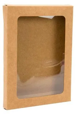 Produktbild von Pappschachteln Kraft Braun mit Fenster 12.5x1.5x16.8cm (25 Stück) [WKRG2]