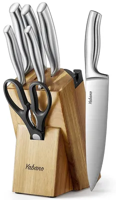 Produktbild von Yabano Messerblock Set 7-teilig aus Akazienholz, Edelstahl Griff