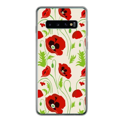 Produktbild von MuchoWow® Handyhülle Schutzhülle Hülle für Samsung Galaxy S10 Blumen - Mohn - Muster Silikon Softcase Handy Hülle - Handytasche