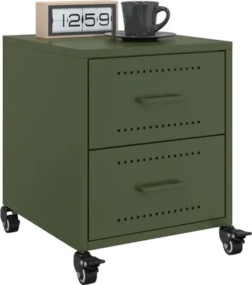 Productafbeelding van vidaXL Nachtkastjes, 2 stuks, olijgroen, 36x39x43,5 cm, staal