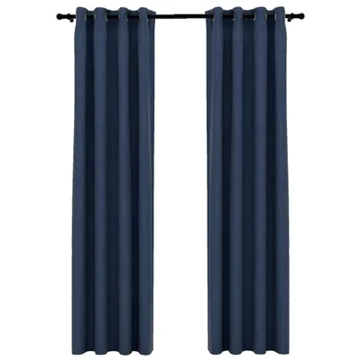 Immagine prodotto di Tende Oscuranti Effetto Lino con Occhielli 2 pz Blu 140x225 cm