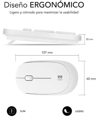 Obrázok produktu pre SUBBLIM SUBKBC-CSSW11, Kábel, RF Wireless, Membránový spínač kláves, QWERTY, Biela, Obsahuje myš