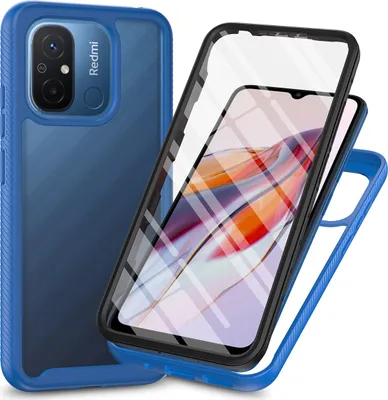 Produktbild von Redmi 12C Hülle, Bumper mit Eingebautem Displayschutz 360 Grad Komplettschutz Schutzhülle für Xiaomi Redmi 12C Navy blau