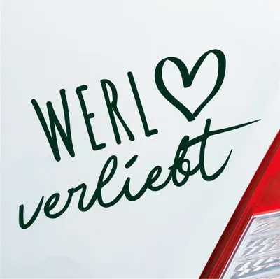 Produktbild von Auto Aufkleber Werl verliebt Herz Stadt Heimat Liebe Car 19x10 cm Dunkelgrün Sticker Heckscheibenaufkleber