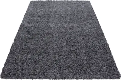Produktbild von Teppich Wohnzimmer Hochflor Grau 160x230 Rechteck Unicolor - Einfarbig aus Polypropylen