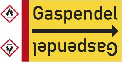 Produktbild von Dreifke® Rohrleitungsband Gaspendel, DIN 2403, ab Ø 15mm, gelb/schwarz, 33m/R...