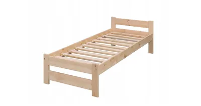 Produktbild von Bettgestell Reko - Massivholz - Holzbett – mit Lattenrost / Rollrost - Bettrahmen - Einzelbett - Hotelbett - Naturfarbe - 90x200 cm