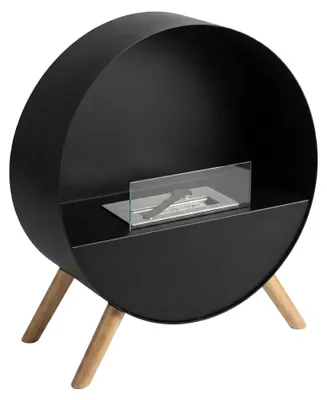 Image de Venere - Cheminée au bioéthanol sur pied 60x72x30 cm avec brûleur 1 litre et pieds en bois de pin noir