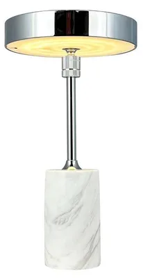 Produktbild von Tischlampe, Kabellos Dimmbar Tischleuchte, Led Tischleuchte Marmor, Leselampe, USB Wiederaufladbare, Starlight Chrom weiß
