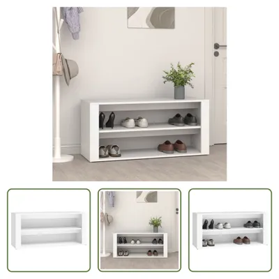 Produktbild von The Living Store Schuhregal Weiß 100x35x45 cm Holzwerkstoff